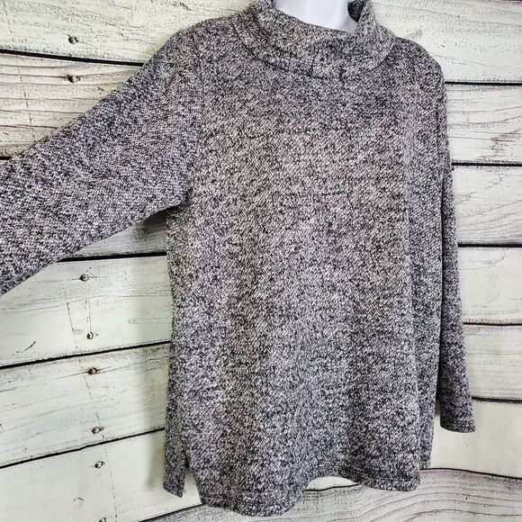 Lane Bryant Women’s Cowl Neck Sweater Size 14/16 Gray Marled Knit Pullover Long - Picture 2 of 7